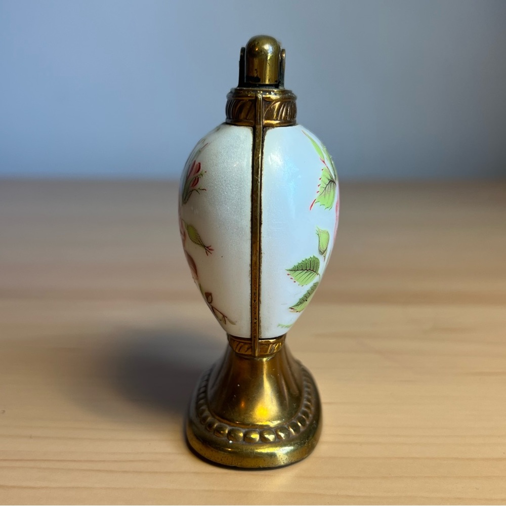 Vintage Evans Table Lighter Porcelain Base Rose Marke… Gem